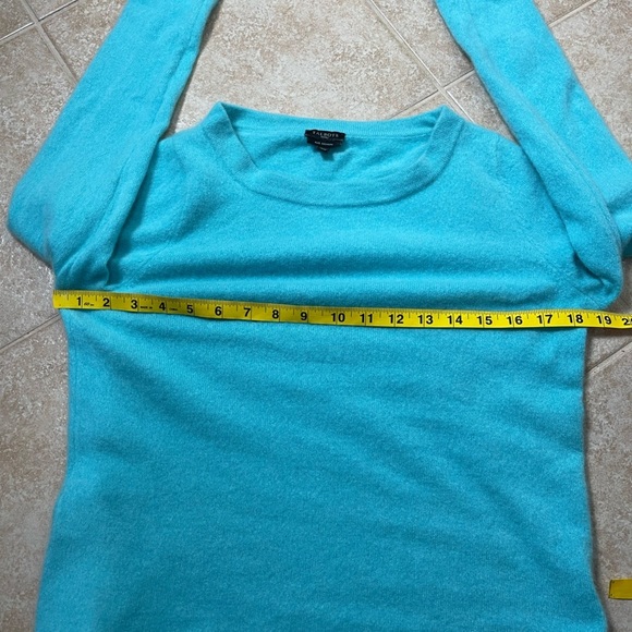 Talbots Pure Cashmere Tiffany Blue Sweater Size Petite Large - Picture 9 of 10